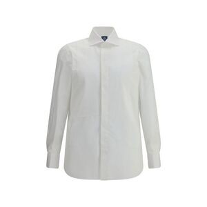 Finamore Dress Shirt Pleated Front Men White Shirts